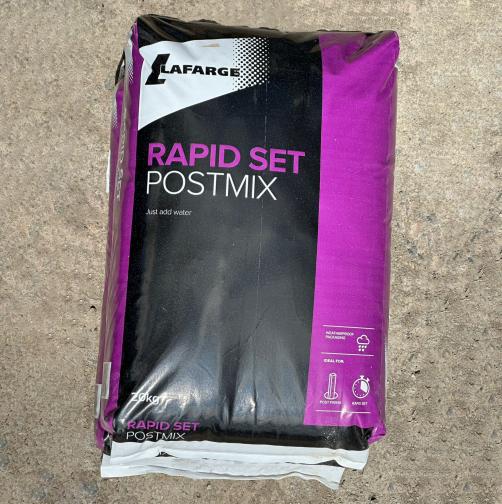 Lafarge rapid set postmix 20Kg Plastic Bags Available Single or 60 on a pallet.